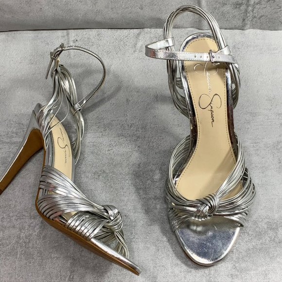 Jessica Simpson Shoes - Jessica Simpson Silver Strappy Knotted Vamp Detail